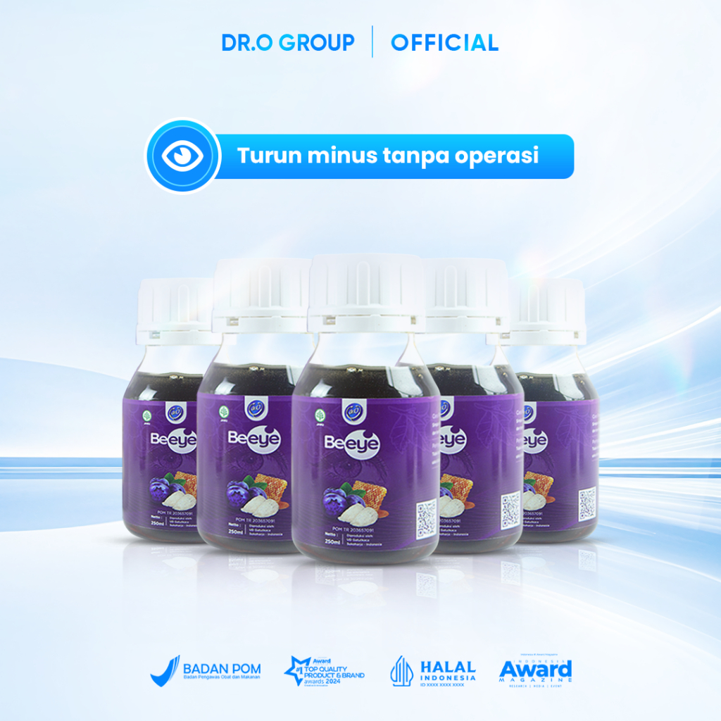 Beeye 5 Botol - Madu Beeye Suplemen Vitamin Mata Terbaik Atasi Mata Minus Silindris