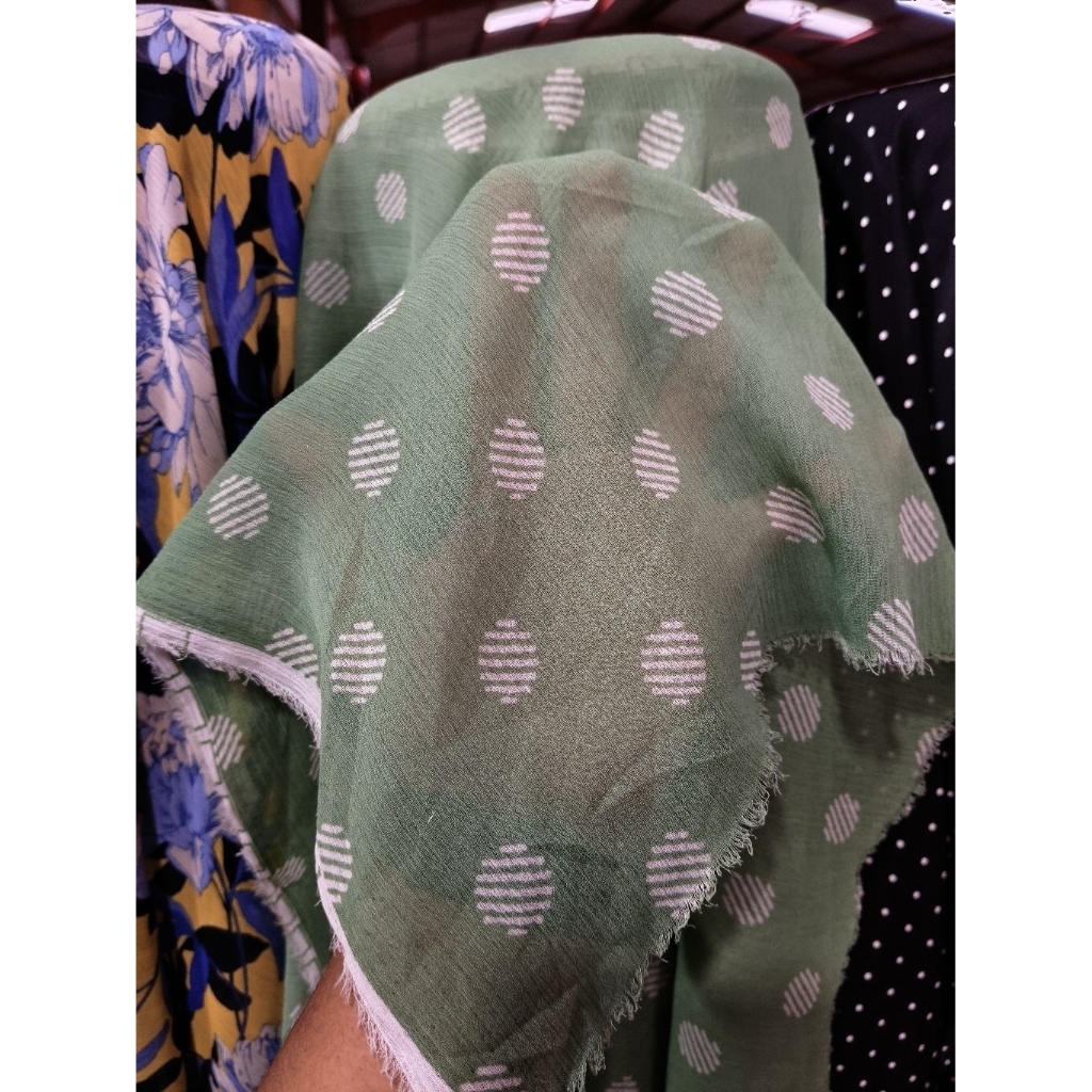 kain sifon yoriyu premium / kain sifon motif polkadot / kain sifon murah