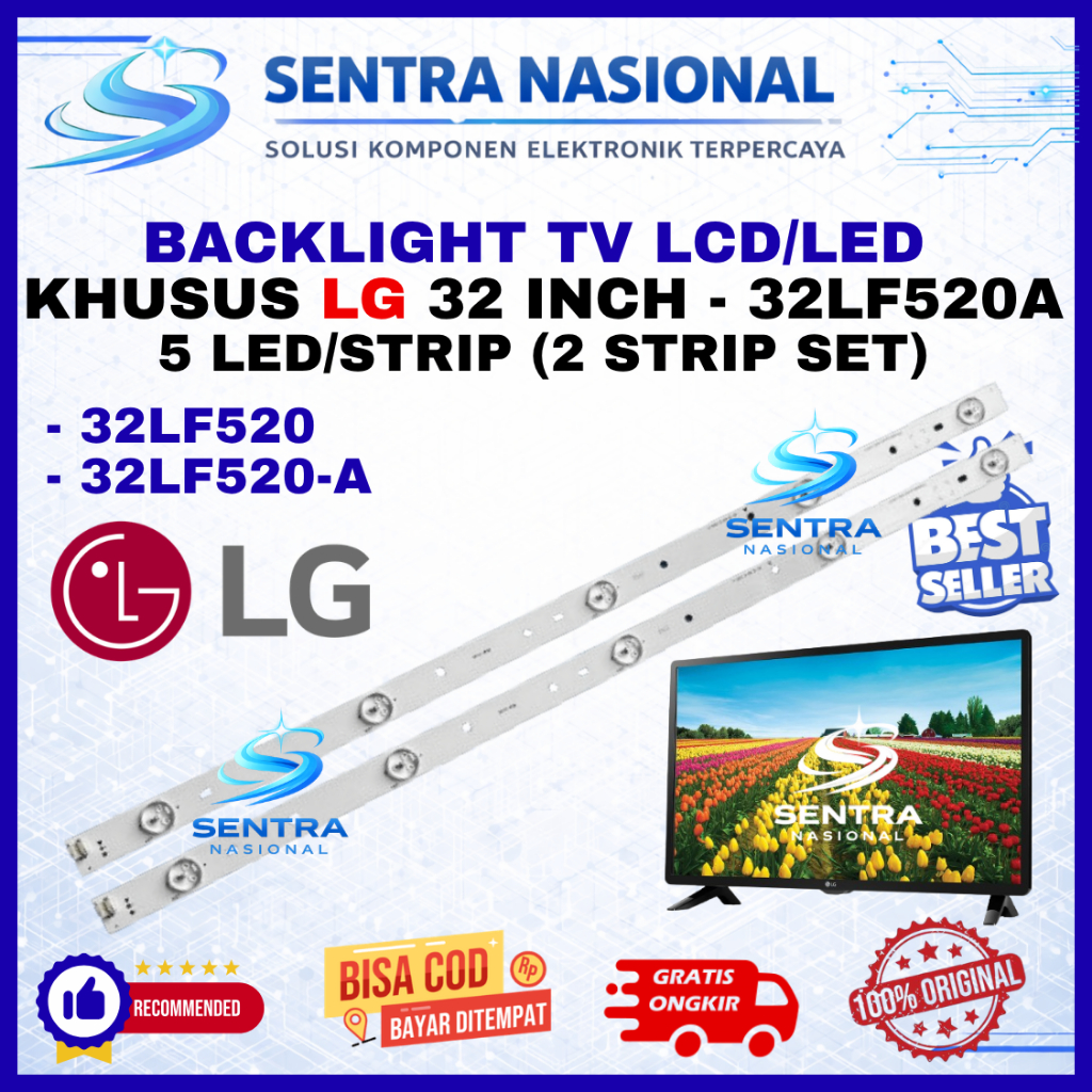 BACKLIGHT TV LED LG 32 INCH 32LF520 32LF520A ORIGINAL | BACKLIGHT TV LG LCD LED TV 5 LED 2 STRIP ASL