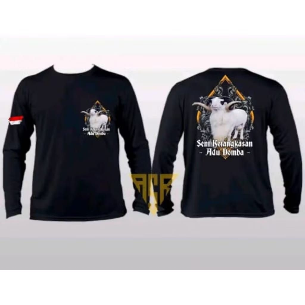 Kaos T-Shirt Basic Hitam SENI KETANGKASAN ADU DOMBA Desain Domba Baju Distro Ukuran S M L XL