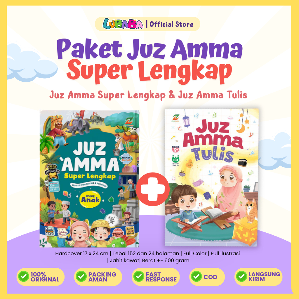 Paket Hafalan Anak Juz 30 Super Lengkap + Juz 30 Tulis Ukuran B5 Mushaf Quran Juz Amma - Ziyadbooks