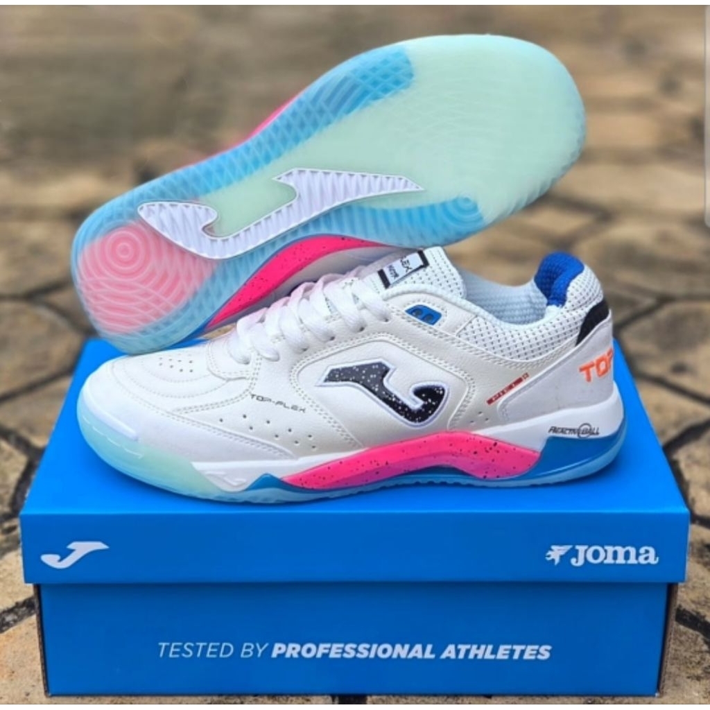 Sepatu Futsal Joma Top Flex Plus White Blue IN