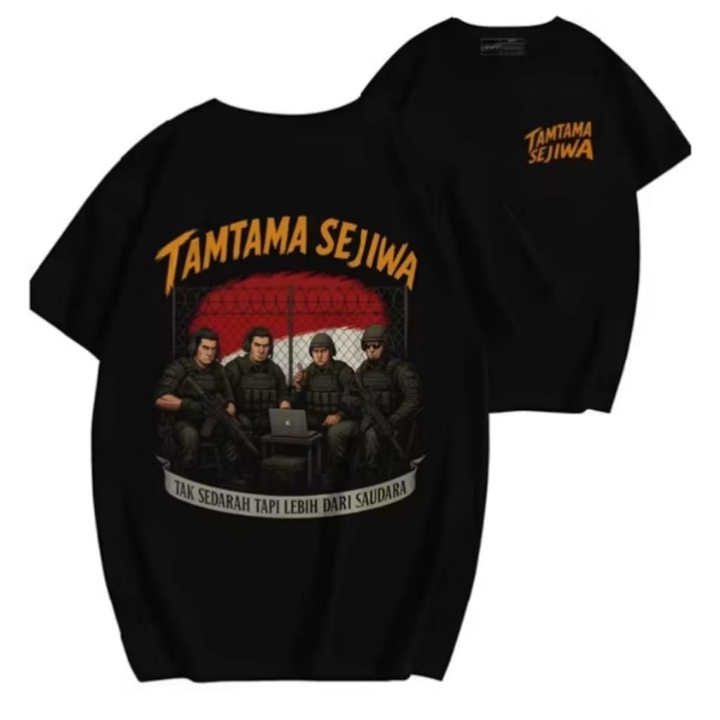 Kaos T-Shirt Basic Hitam TAMTAMA SEJIWA Desain Taktis Baju Distro Ukuran S M L XL