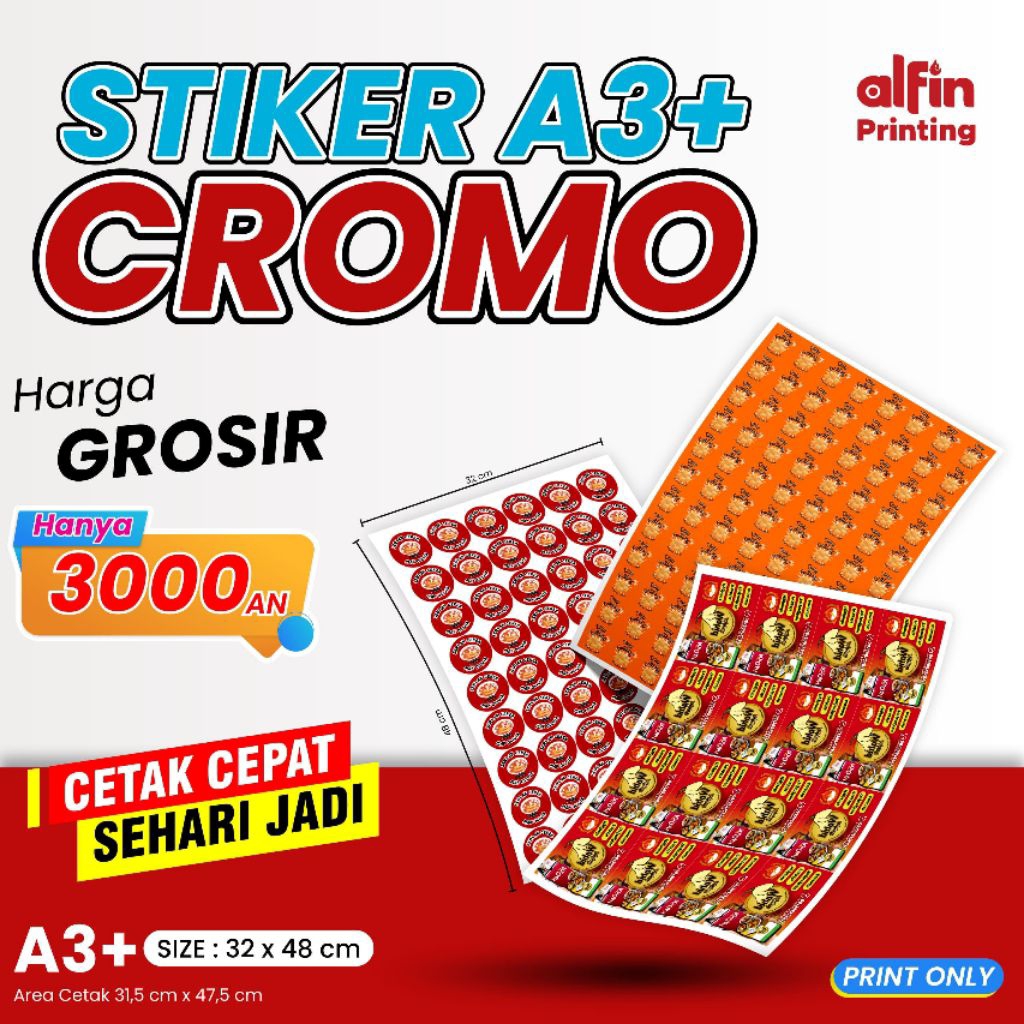 GROSIR STIKER CROMO A3+ MURAH PRINT ONLY | CETAK STIKER CROMO BONTAK | stiker label murah | cromo pr