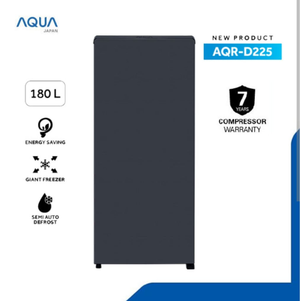 kulkas aqua 225mds lemari es 1 pintu aqr 225 mds dark silver semi auto defrost big freezer tempered 