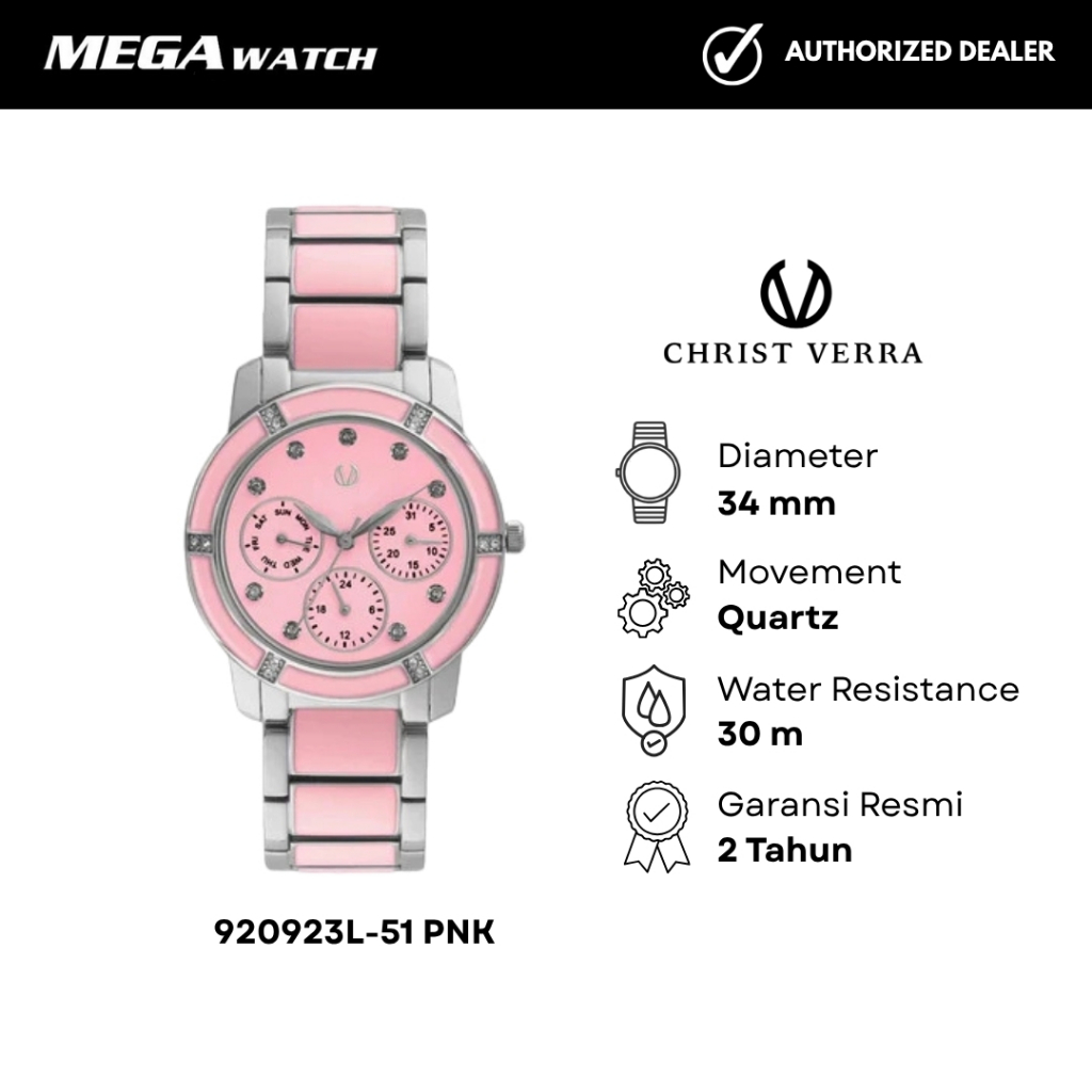 Jam Tangan CHRIST VERRA CHRIST VERRA Wanita Original CV 920923L-51 PNK