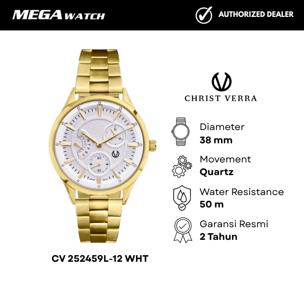 Jam Tangan CHRIST VERRA CHRIST VERRA Wanita Original CV 252459L-12 WHT