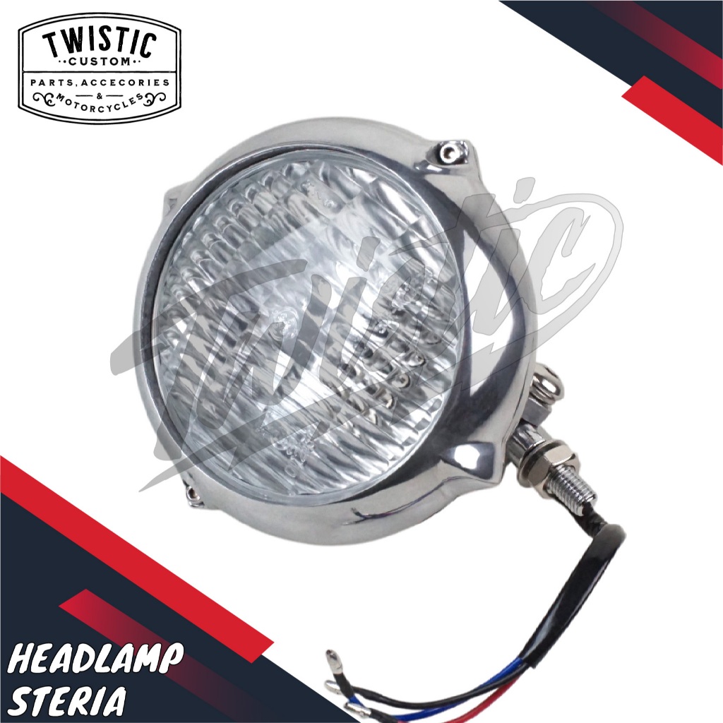 Headlamp Lampu Depan Steria Motor Custom Universal Chopper Bobber