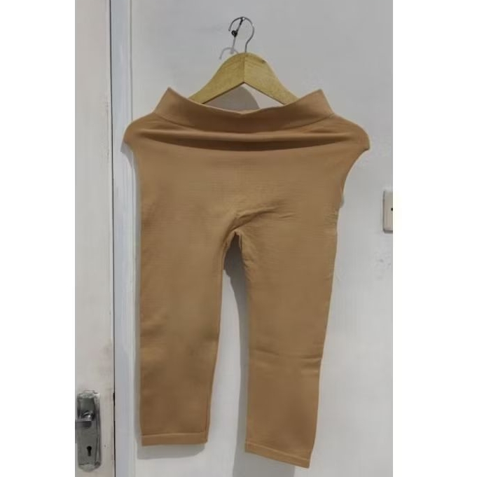 Preveloved By Amelia~ Celana Legging Wanita 7/8 Highwaist warna Cream kulit import / legging basic w