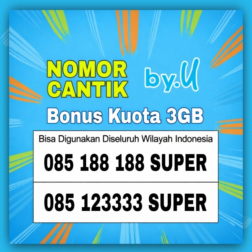 Nomor cantik by.u - Nomor Super - kartu perdana - Sim card - by.u- Telkomsel prabayar - suport jarin