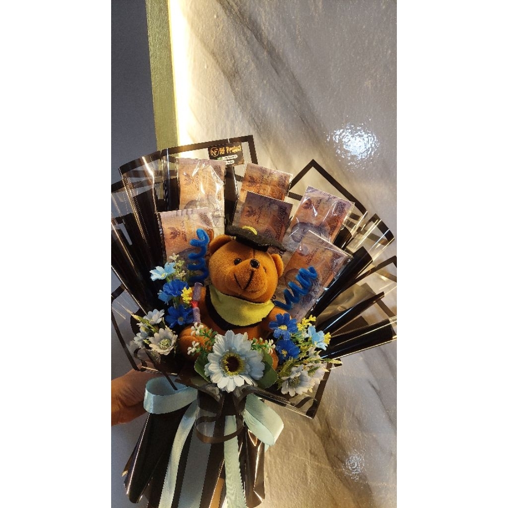 Size (M)|Bouqet Boneka Wisuda|Mix Uang|Hadiah Untuk Wisuda|Bouqet Atrificial