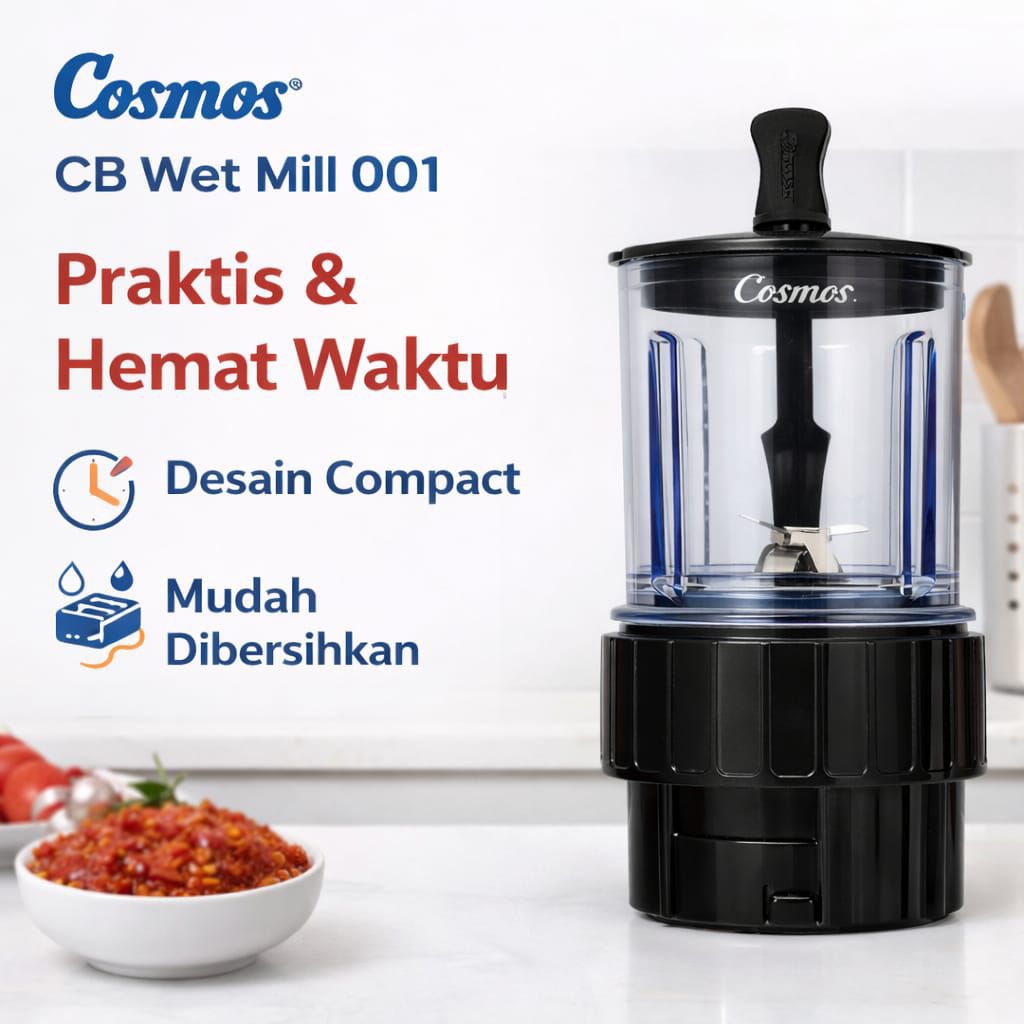 Cosmos CB Wet Mill 001 Black | Blender Bumbu Basah Mini Serbaguna | Wet Mill Praktis Original