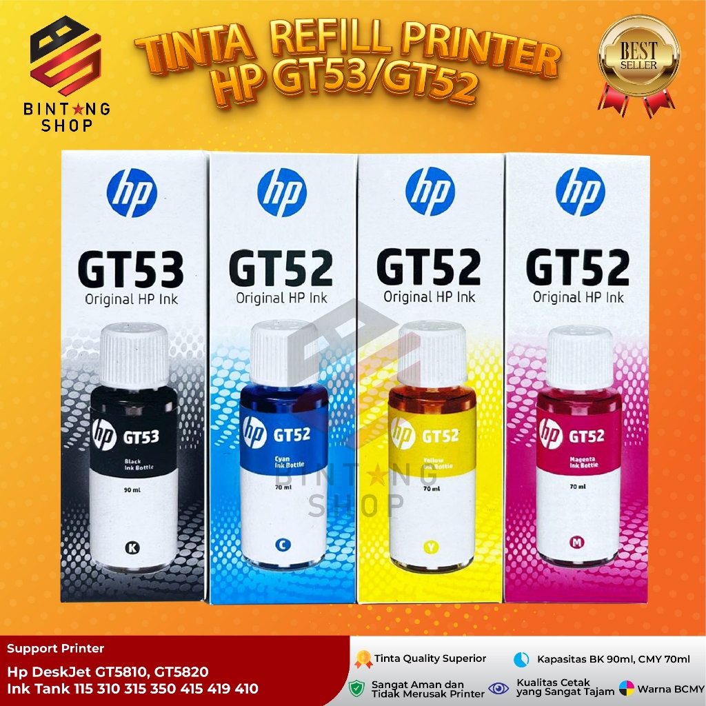 Tinta Printer HP GT53 GT52 Compatibel Untuk Printer Ink Tank 310 315 319 410 415 418 Smart Tank