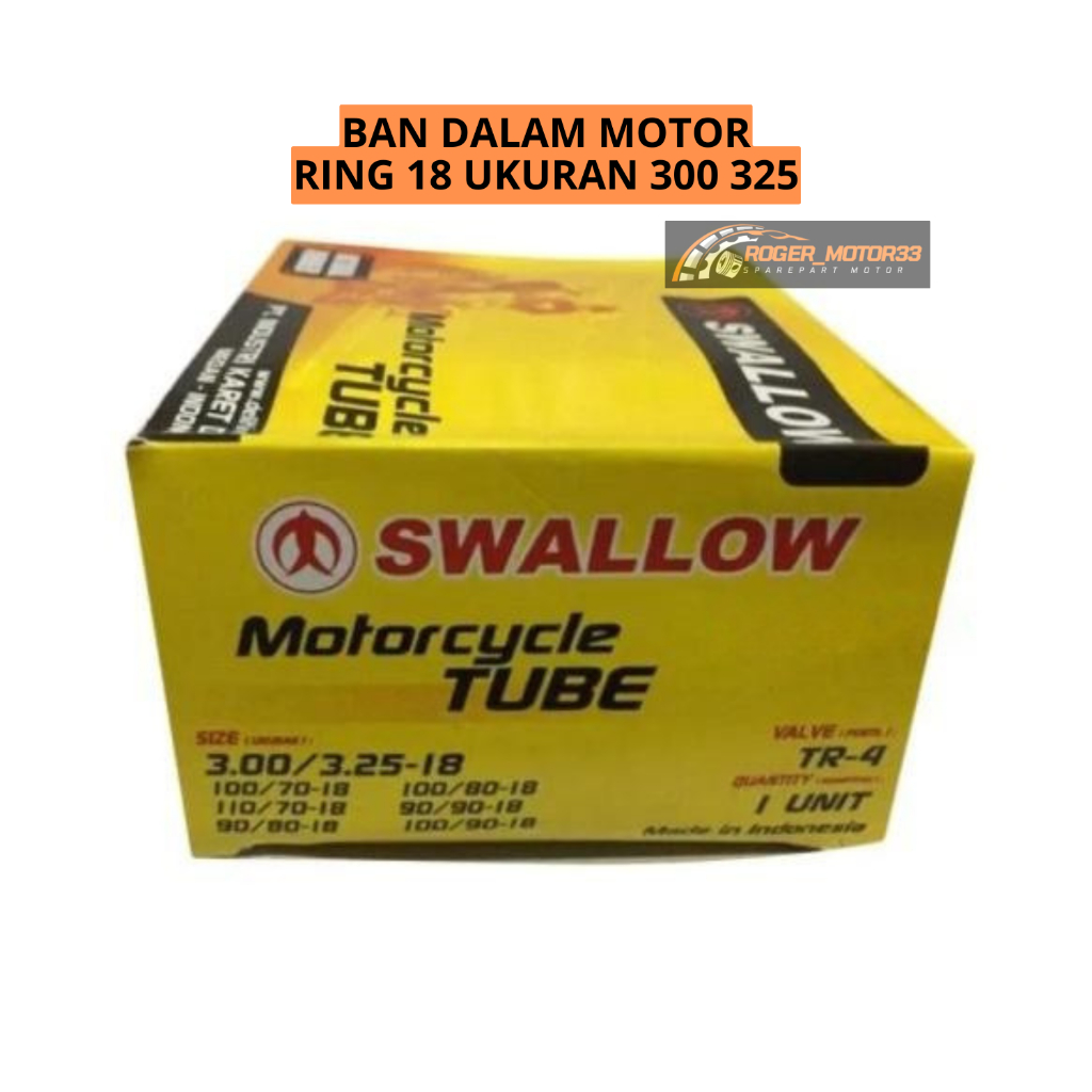 BAN DALAM MOTOR RING 18 UKURAN 300 325 SWALLOW