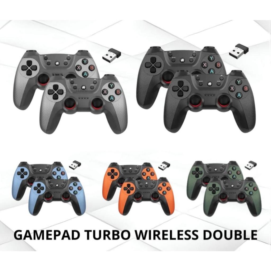 Gamepad Double Wireless Turbo - Joystick Pc Controller Gaming Komputer Wireless Turbo 2.4ghz 2pc gam
