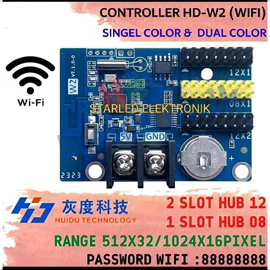 Controller huidu hd-w2 hup 12 Cocok untuk Merakit Ranning text DLL