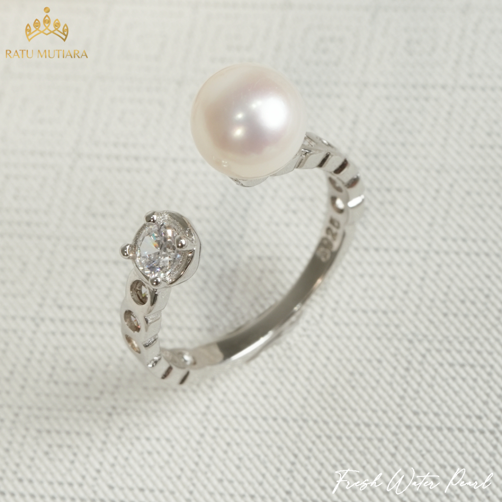 Cincin Mutiara Air Tawar Rangka Silver 925