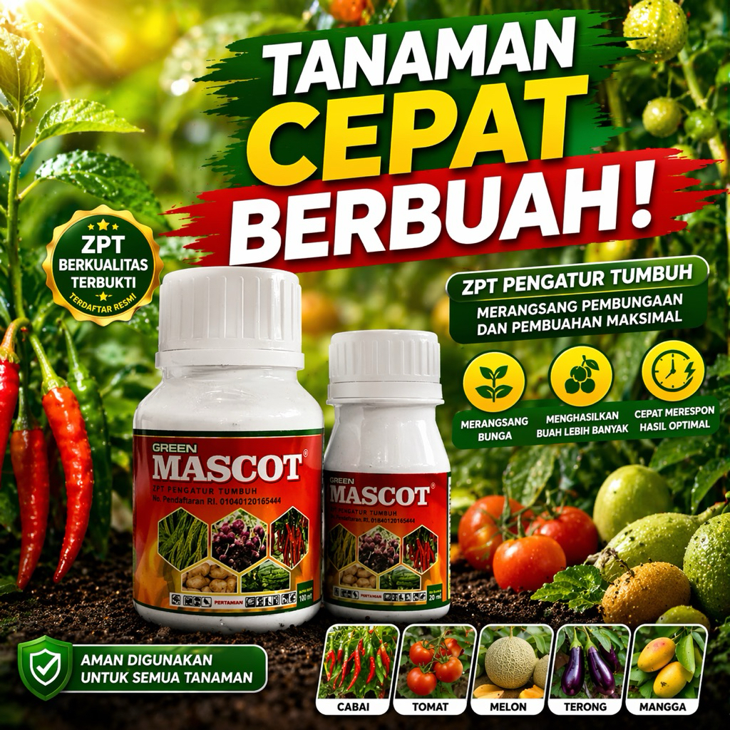 ZPT Green Mascot 50ml Zat Pengatur Tumbuh Tanaman Perangsang Akar Bunga Buah Padi Cabai Sayur Booste