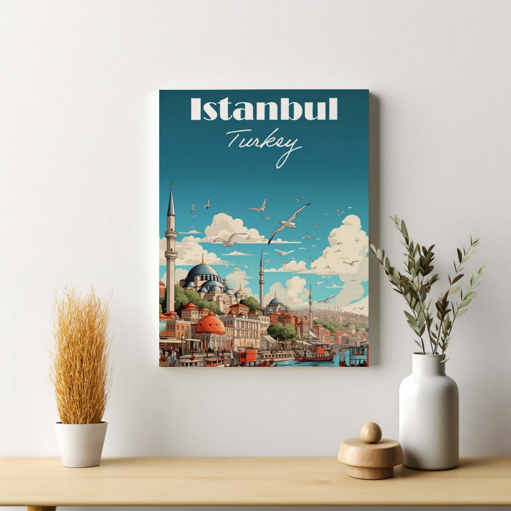 Istanbul Turki Poster Dekorasi Hiasan Pajangan Dinding Bingkai Kayu
