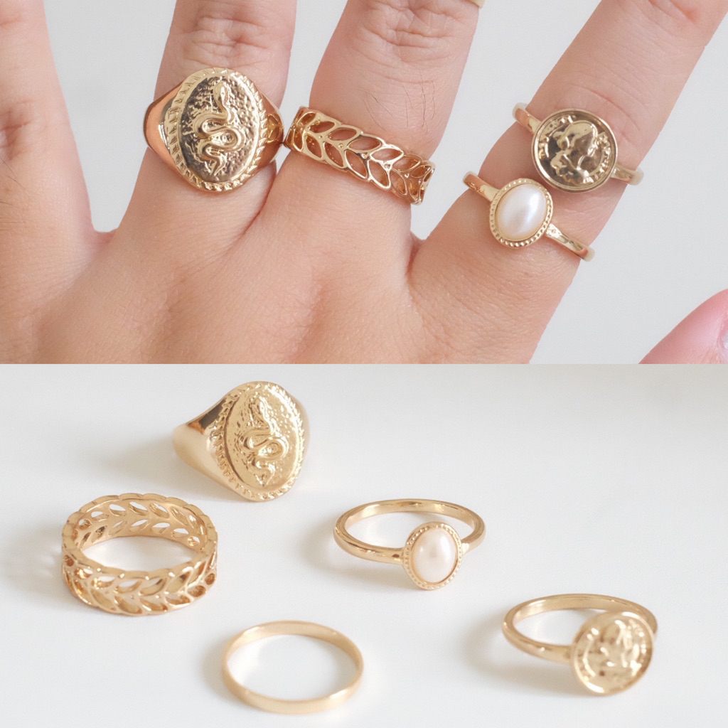 Ark.co - COEN set rings | cincin tumpuk stack black 10 pcs