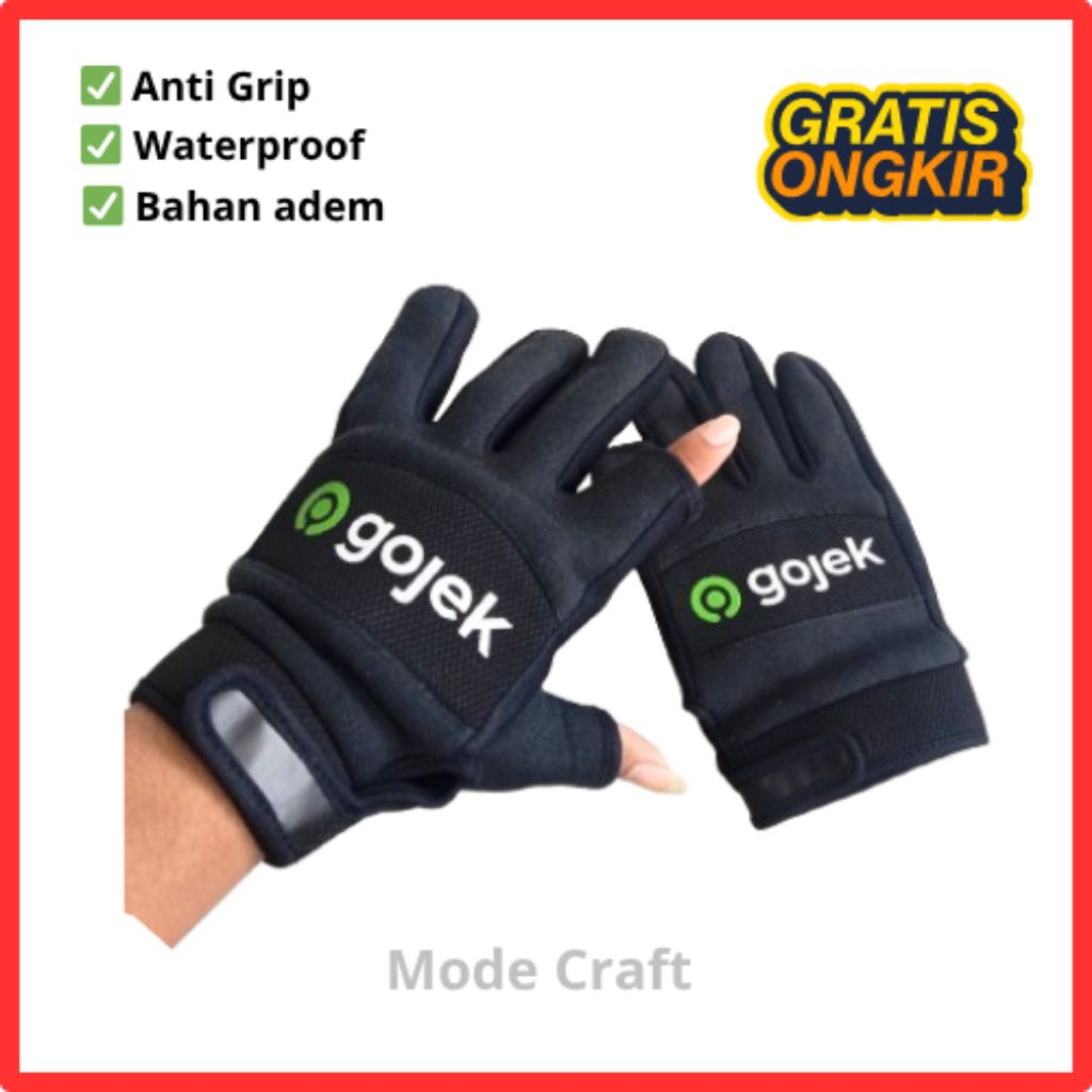 Sarung Tangan Setengah Jempol/Telunjuk Motor Gojek