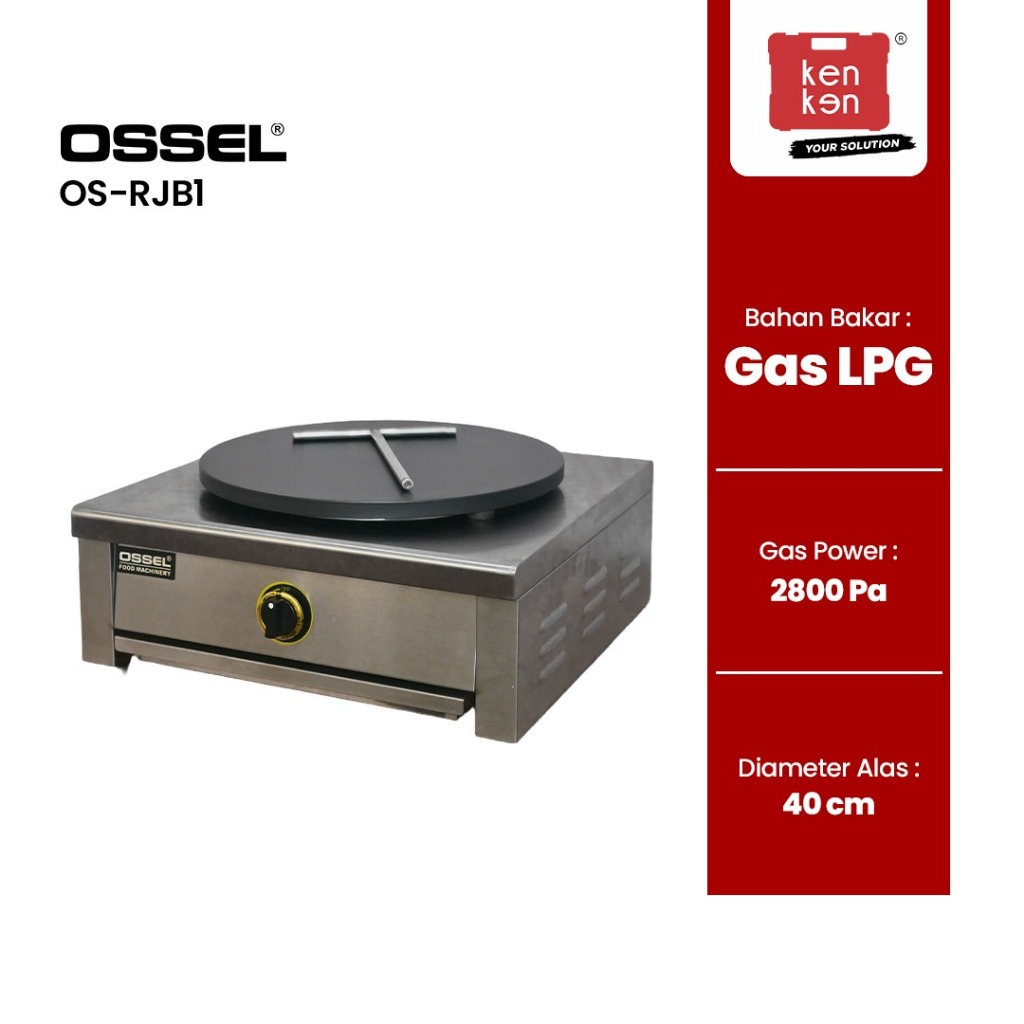 Ossel - Gas Crepes Maker Baker Mesin Pembuat Crepes Gas 1 Tungku OS-RJB1 Gratis T-Spreader