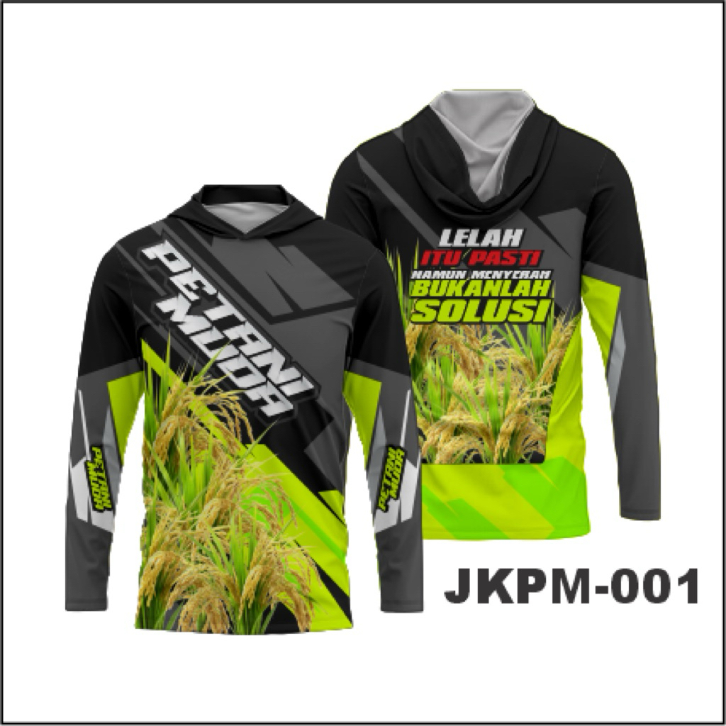 Jersey Baju Kaos Petani Muda Full Printing Kupluk Lengan panjang