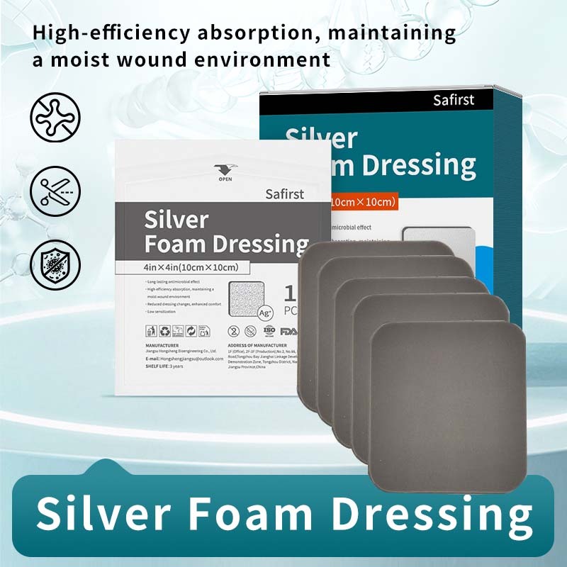10 x 10 cm /5pcs Silver Foam Dressing Non-Adhesive Soft Foam Dressing Plester Luka Pasca Operasi Wou
