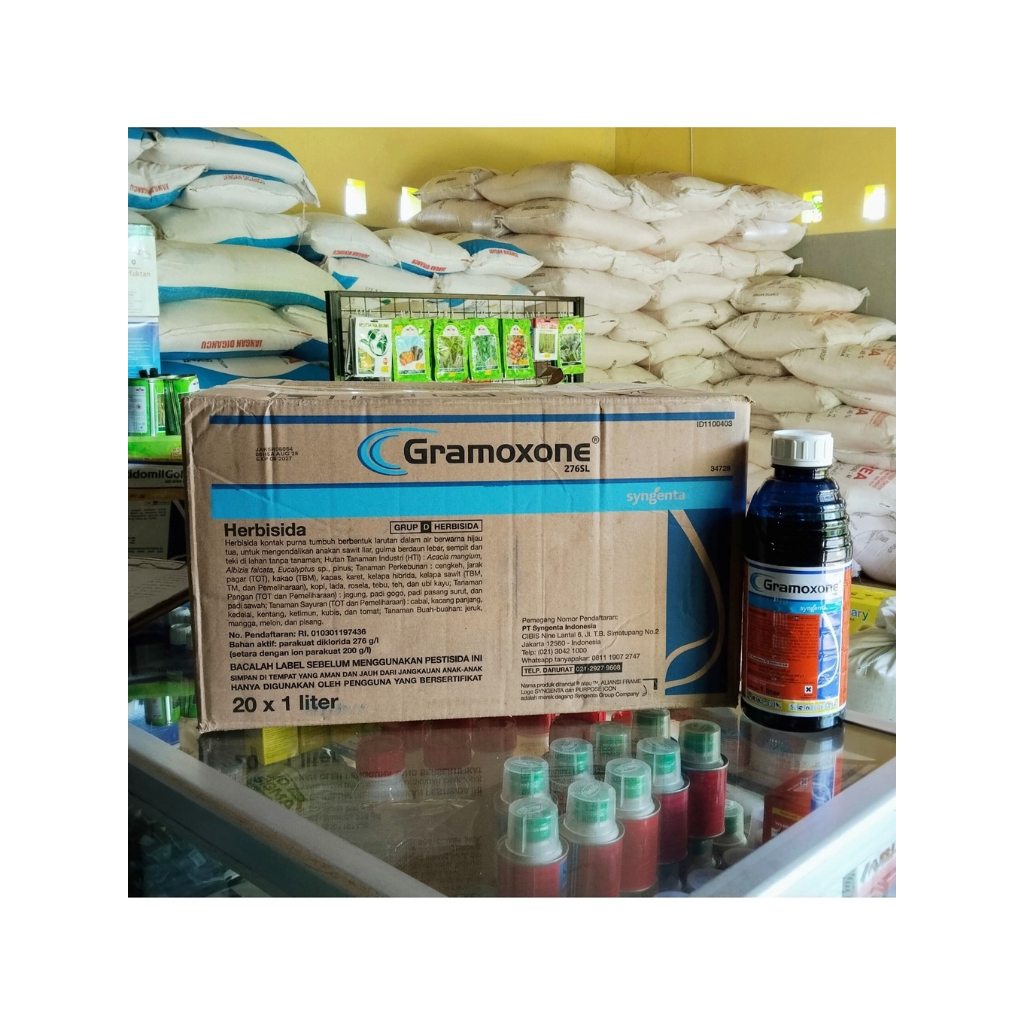 Herbisida Gramoxone 276SL 1 Liter 1 DUS (20 PCS) - racun rumput kontak purna tumbuh berbahan aktif p