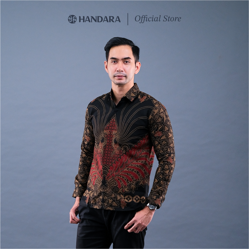 Batik Handara Benang Sari Maroon Kemeja Slim Fit Premium Erro