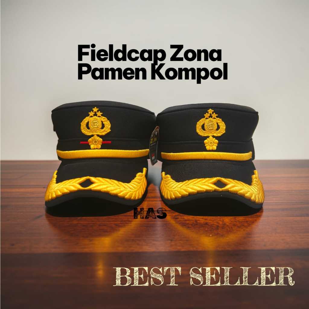 Topi Fieldcap Pamen Kompol ZONA Polisi, Kompol Lis Merah Dan Tanpa Lis bahan premium