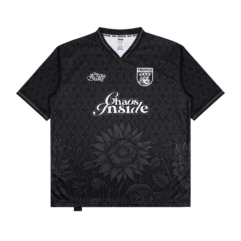 Troy Company Jersey Black Grey Flora Chaos Inside - Jersey Hitam Abu Klasik V-Neck JSM 3583