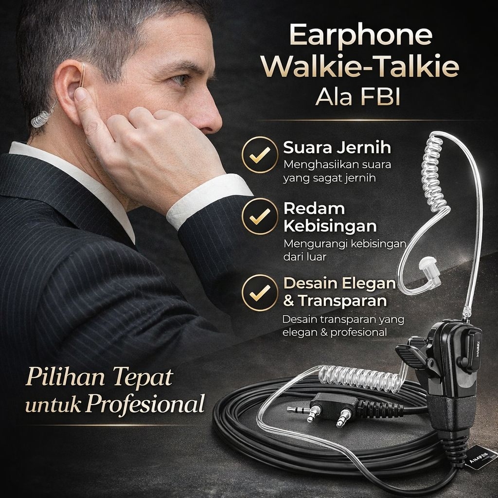 Headset - earphone - Headset Ht - walkie talkie ht FBI Style tipe bening radio ht