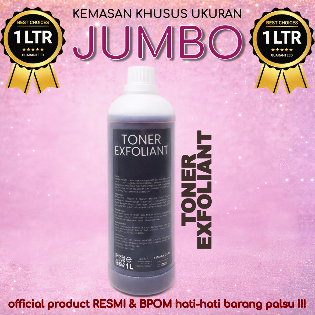 JUMBO 1 LITER | FACIAL TONER EXFOLIANT | Toner Kelupas 1 liter | Mencerahkan, Exfoliator Sel Kulit M