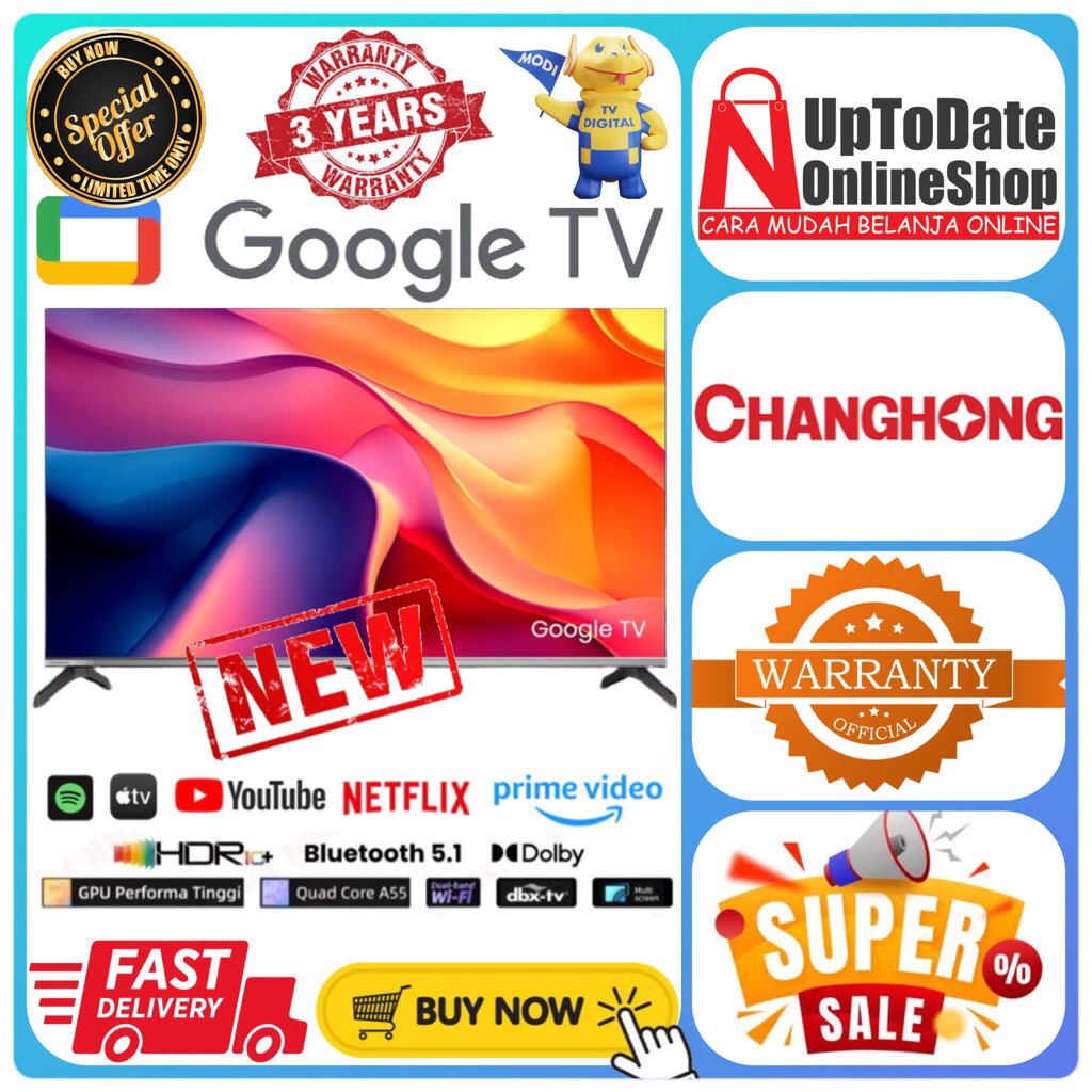 CHANGHONG LED TV 32 INCH FHD GOOGLE SMART TV DIGITAL TV (L32ST1) GOOGLE TV CHANGHONG L-32ST1 GOOGLE 