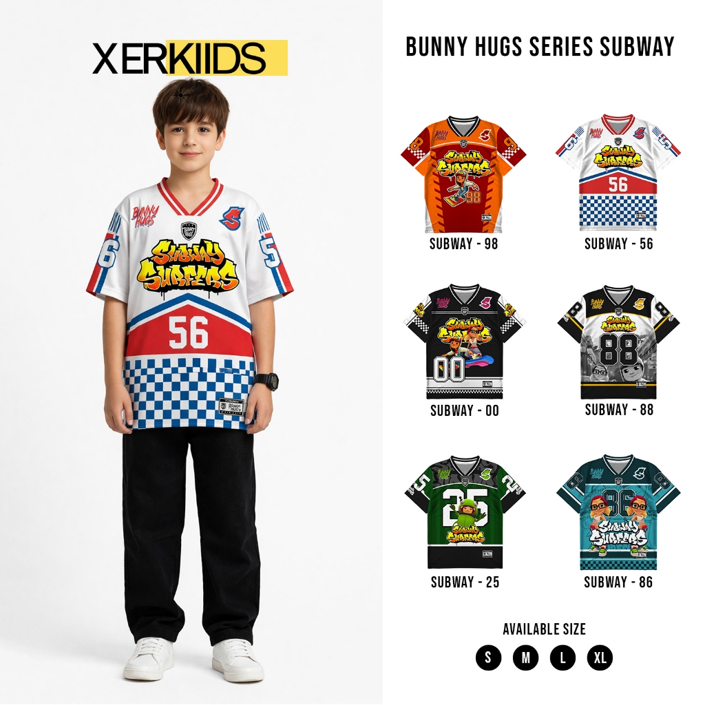 XERKIIDS Jersey Anak Number 56 Subway Surfers Casual Rugby NFL Streetwear Vintage Unisex