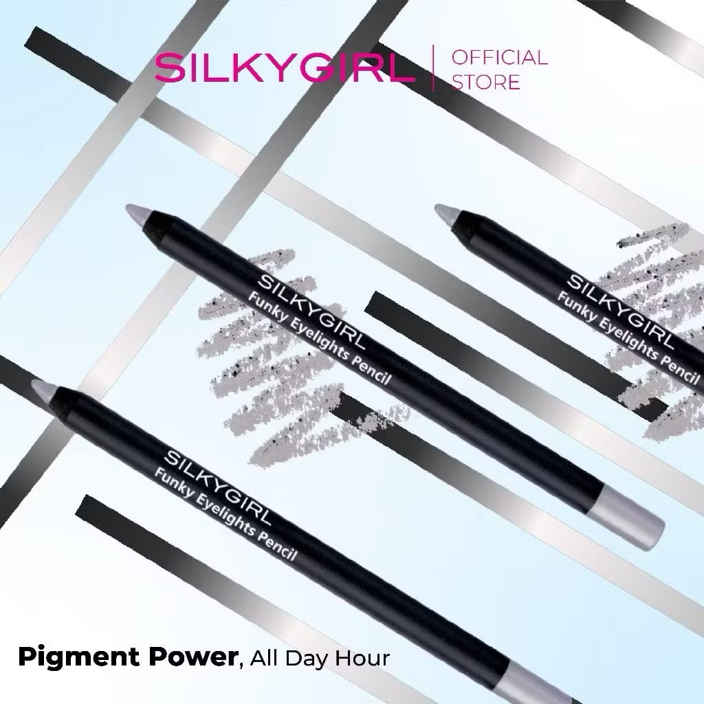 Silkygirl Fingky Pensil Eyeliner  - Warna Silver, Tahan Air, Tekstur Lembut