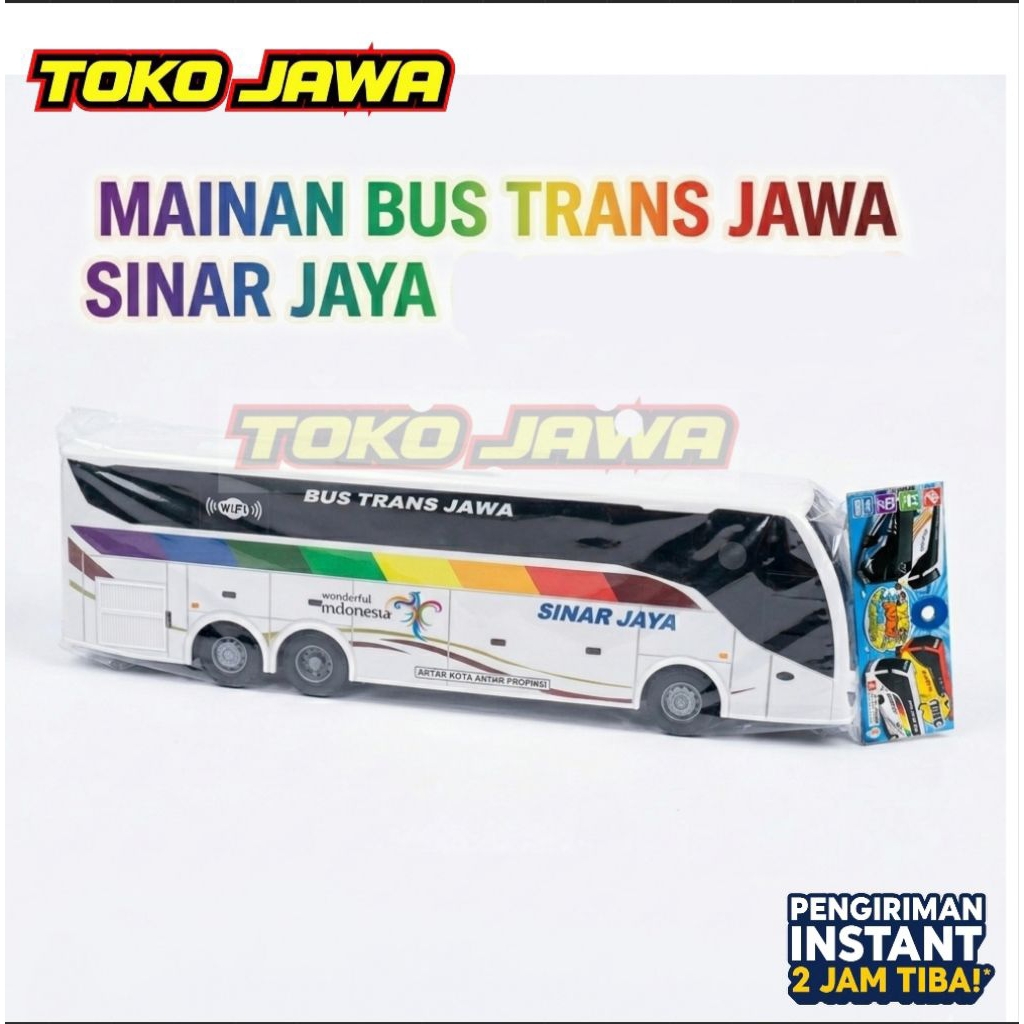 Mainan Bus Trans Jawa Sinar Jaya - Miniatur Bus AKAP Double Axle (Triple Wheel)