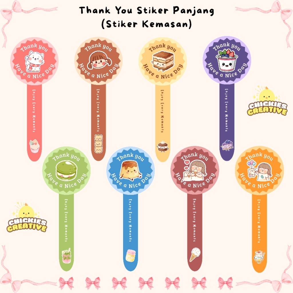 Stiker Panjang Thank You | Stiker Kemasan Makanan | Stiker Packaging | Cute Sticker | Stiker Multifu