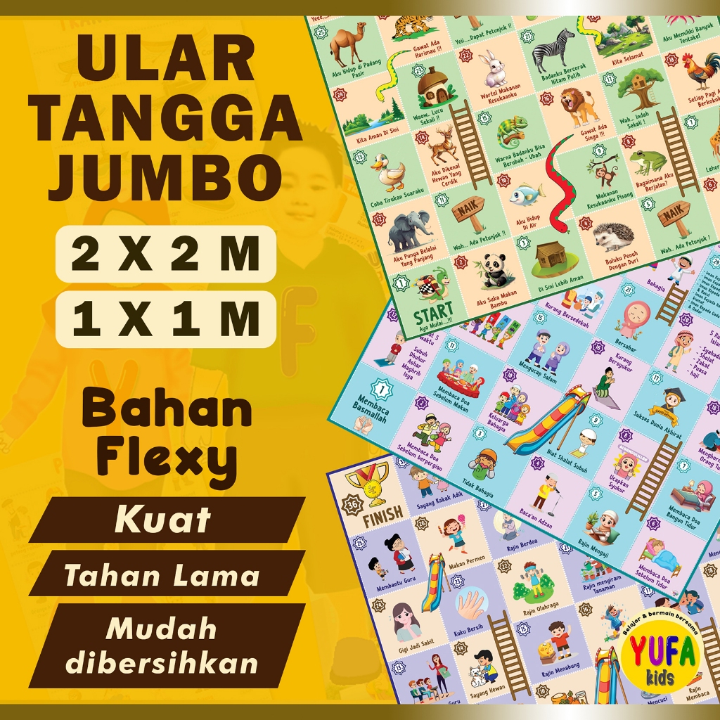 Ular tangga jumbo - ular tangga besar - mainan ular tangga - mainan edukasi - ular tangga jumbo 1 x 