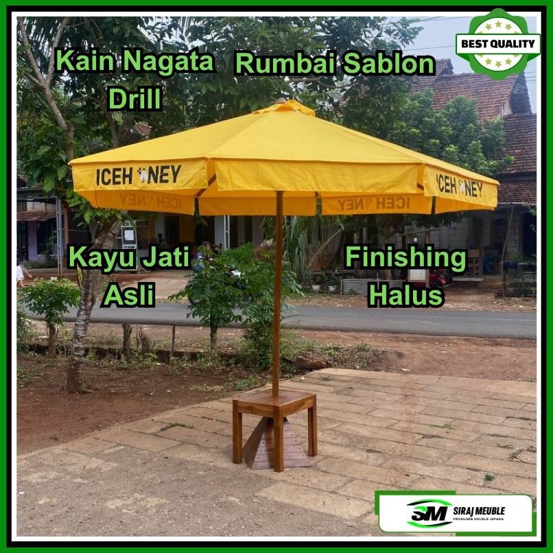 Meja Payung Tenda Payung Taman Kain Nagata Payung Cafe Bahan Kayu Jati Outdoor