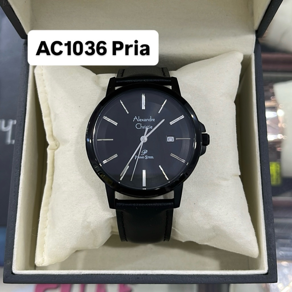 Jam Alexandre Christie AC 1036 Pria Hitam Kulit