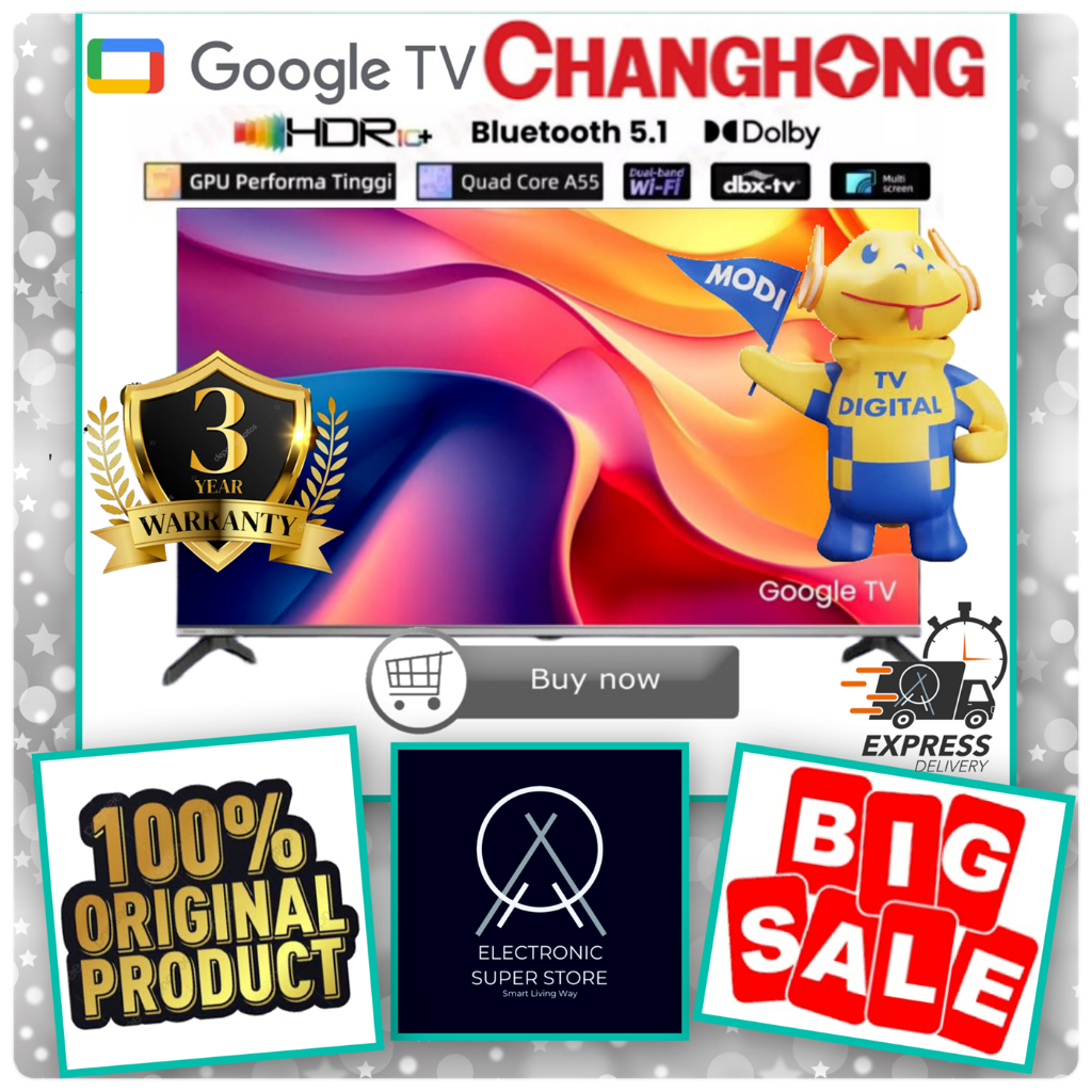 LED CHANGHONG L43ST1 L-43ST1 L 43ST1 GOOGLE SMART TV FRAMELESS TECHNOLOGY 43 INCH CHANGHONG TV LED Y