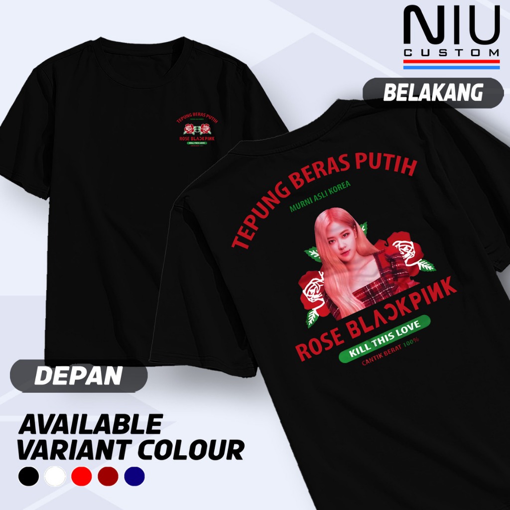 Kaos Plesetan Tepung Beras Rose Brand Rose Blackpink Tshirt Parodi Kata Kata Baju Distro Keren