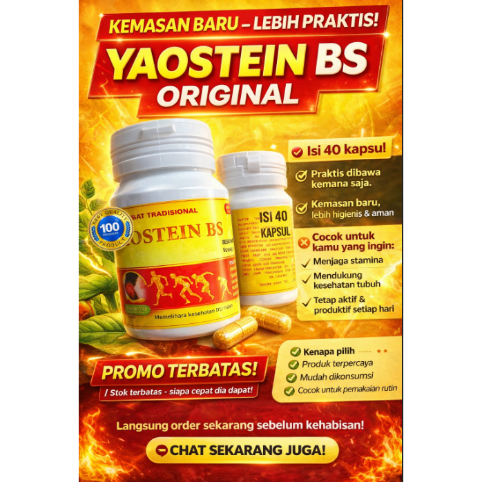 YAOSTEIN BS Original Kemasan Baru Isi 40 Kapsul Suplemen Herbal Praktis Dibawa