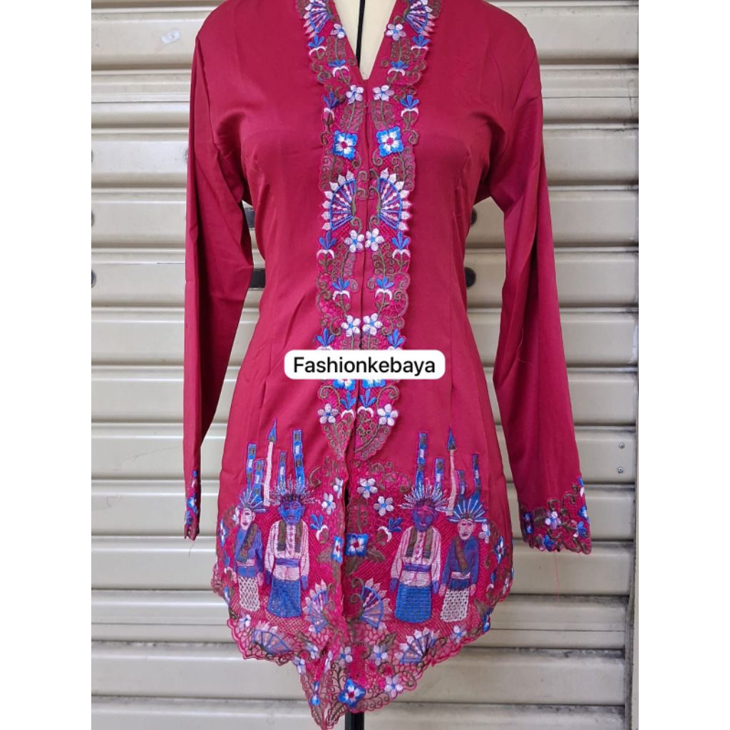 kebaya encim motif bordir ondel-ondel lengan panjang kebaya kerja/kantor