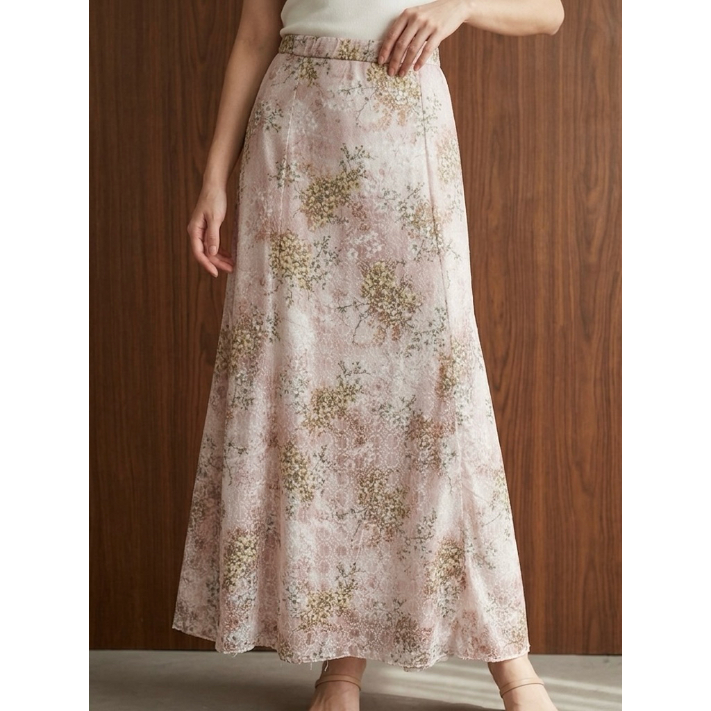 mysans.id - YERI SKIRT FLORAL SKIRT LINE A PANJANG 95CM  | Rok line A |  Rok korean look | Korean Sk