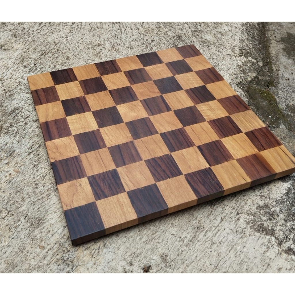 papan catur kayu ukuran 50*50cm kombinasi kayu jati sonokeling