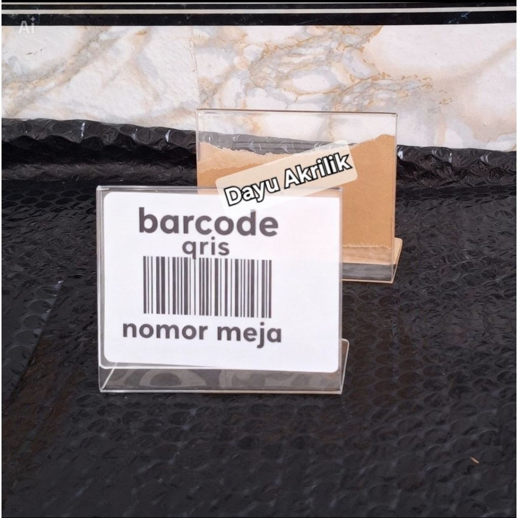 Tempat Qris barcode akrilik ,nomor meja