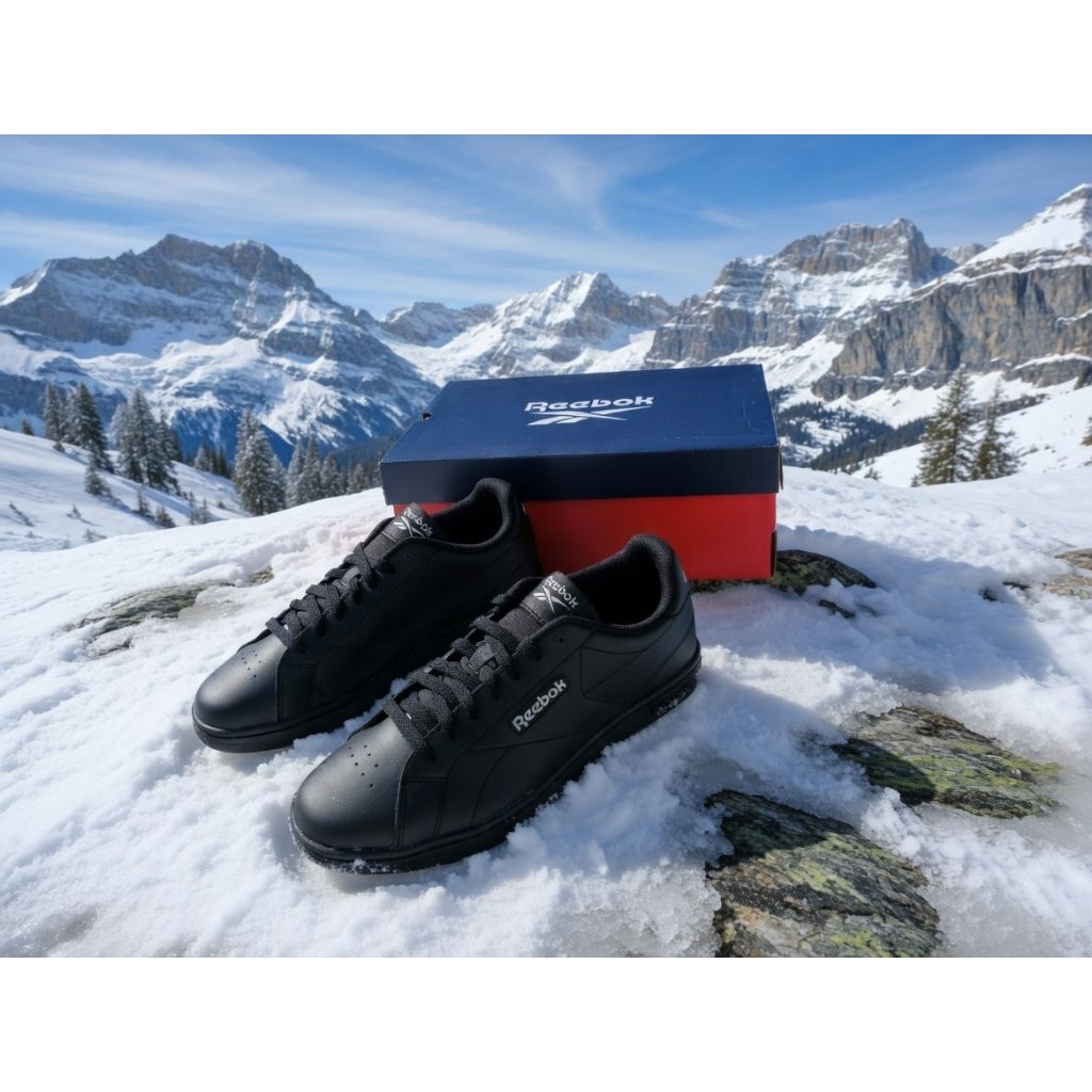 sepatu reebok original full black reebok hitam polos